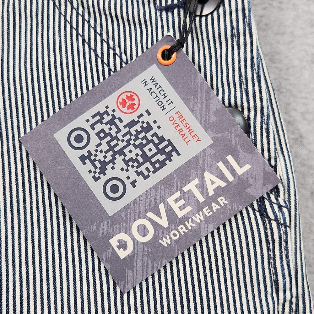 Dovetail Workwear Freshly Overalls 8/32 Indigo Stripe Stretch Denim Double Knee - Picture 6 of 15